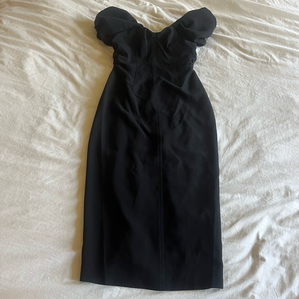 A.L.C. Nora Puff Sleeve Off Shoulder Midi Dress Black - Picture 4 of 7